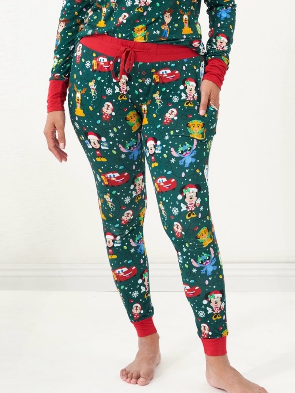 Disney x Little Sleepies Christmas Parade Party Pajama Pants Joggers Size XL